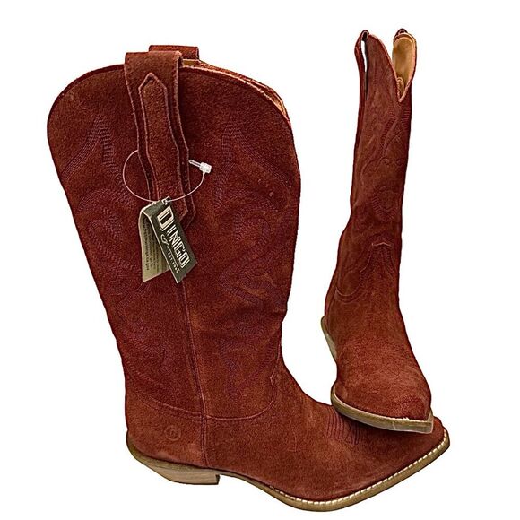 Dingo Ladies Out West Tall Western Boots Cranberry Leather Embroidered 9.5 - Picture 6 of 10